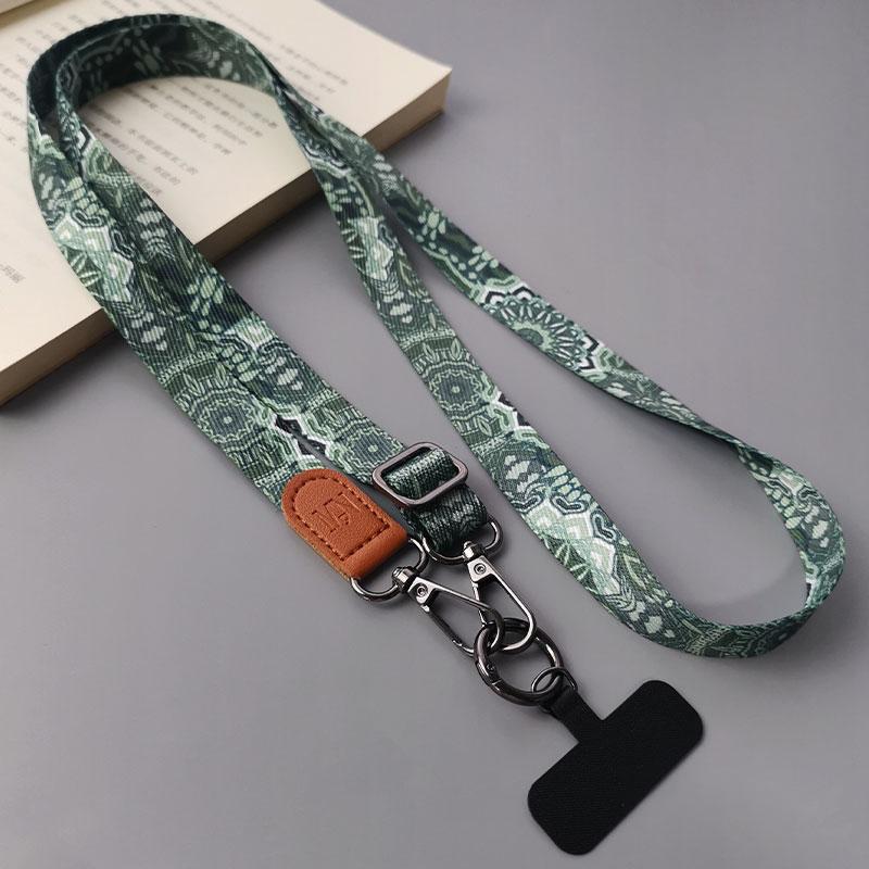 Retro Totem Pattern Crossbody Cell Phone Lanyard Adjustable Hanging Neck Mobile Phone Strap Pendant With Universal Card Gasket