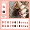 24Pcs Cute Short False Nails Patch Glitter Sequins Fake Nails Manicure Nails Tips Removable Fake Nails Acrylic Nail Tips