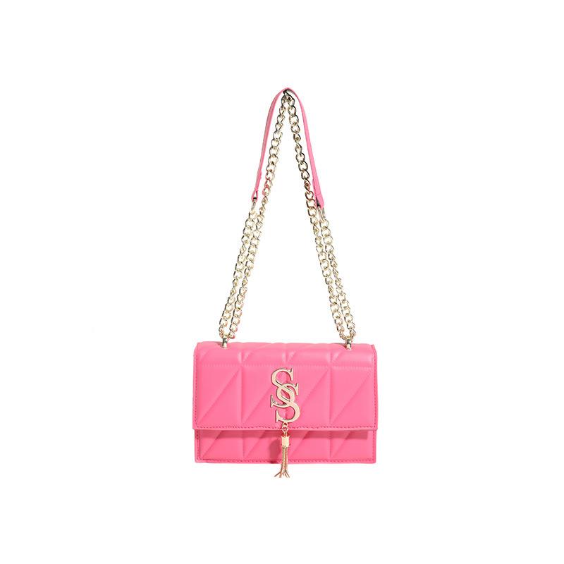 Chain Bag Women's New Spring and Summer Fashion One Shoulder Crossbody Small Square Bag Solid Color Plaid Embroidery Thread Women's Bag