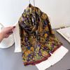 Vintage Prints Large Silk Scarf Women's Luxury Design Smooth Soft Satin Shawl Beach Sun Protection 180x80cm Foulard Bandana