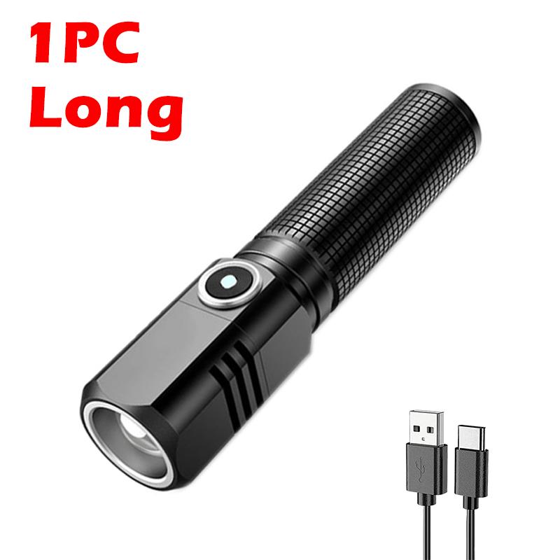 Powerful Led Flashlight XHP50 Use 18650 Battery Shot Long Smart Type-c Rechargeable Torch Lamp Waterproof Flashlight For Camping
