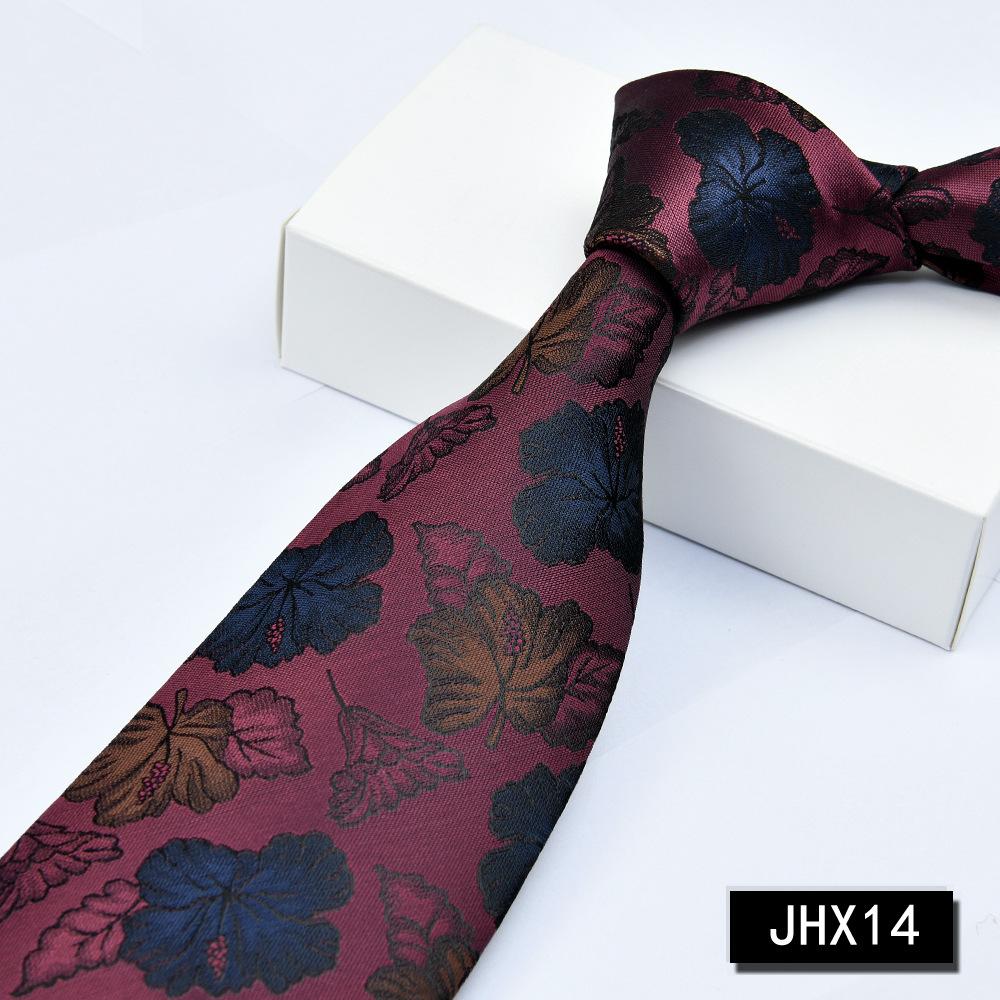Men's Burgundy Striped Jacquard Formal Business Tie, 8cm Handmade Tie Decoration