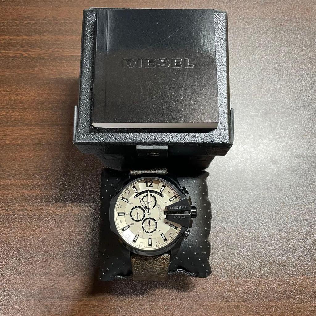 Used DIESEL Watch MEGA CHIEF Men's DZ4422 Chronograph White x Brown