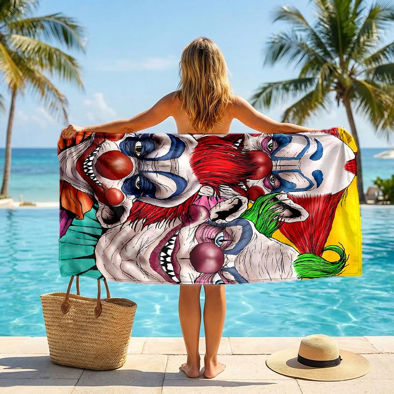 Horror Clown Circus Fashion Beach Towel: Ideal for Summer Adventures Soft, absorbent and quick drying suitable for swimming and bathing