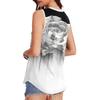 Women's Round Neck Floral Print Vest Versatile Loose Hem Sleeveless T-Shirt Top