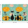 4PC Set of Medieval Black Cat Placemats Vintage Naughty Cat Abstract Geometric Atomic Starburst Placemat