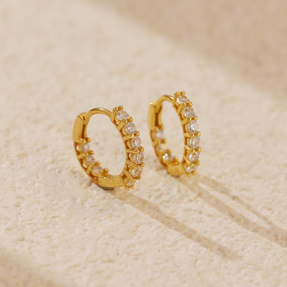 European Luxury S925 Sterling Silver Stud Earrings with Single Row Zirconia Diamonds