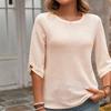 Women's Casual T-shirt Medium-sleeved Waffle Temperament Elegant