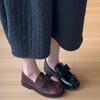 [Ushilai] British style thick heel temperament loafers women's 2025 spring new bow casual one pedal