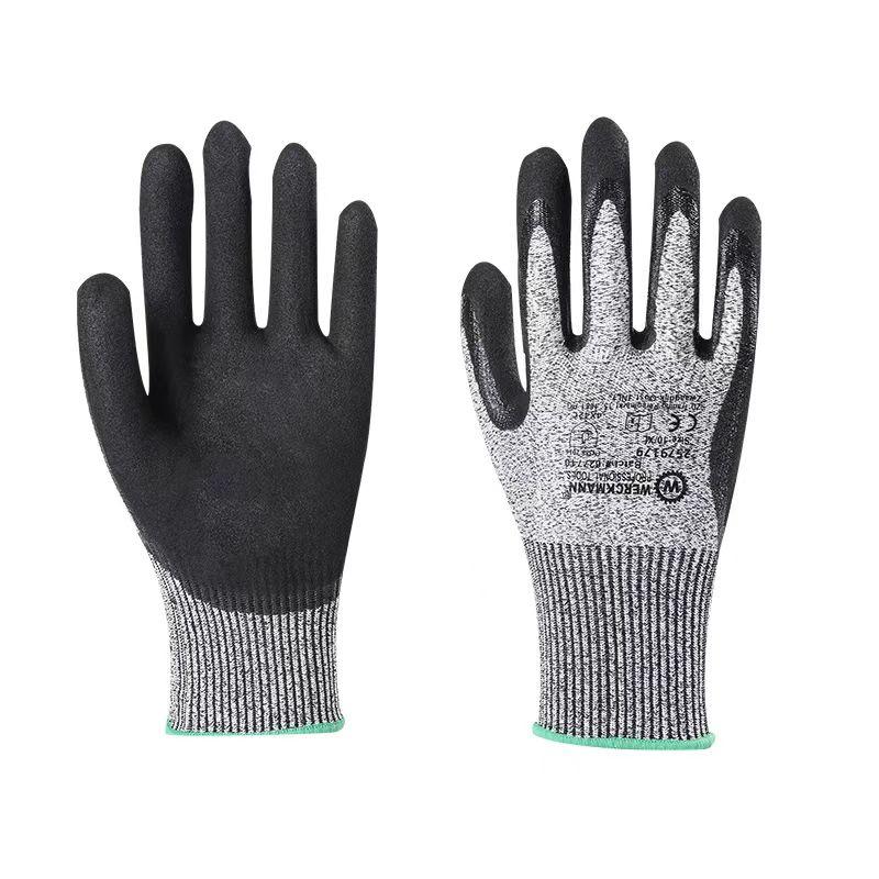 Level 5 Anti Cut slip HPPE Nitrile Coated Gloves Cut Oil Resistant Safety Work Construction Industry Gloves (as the picture,S)