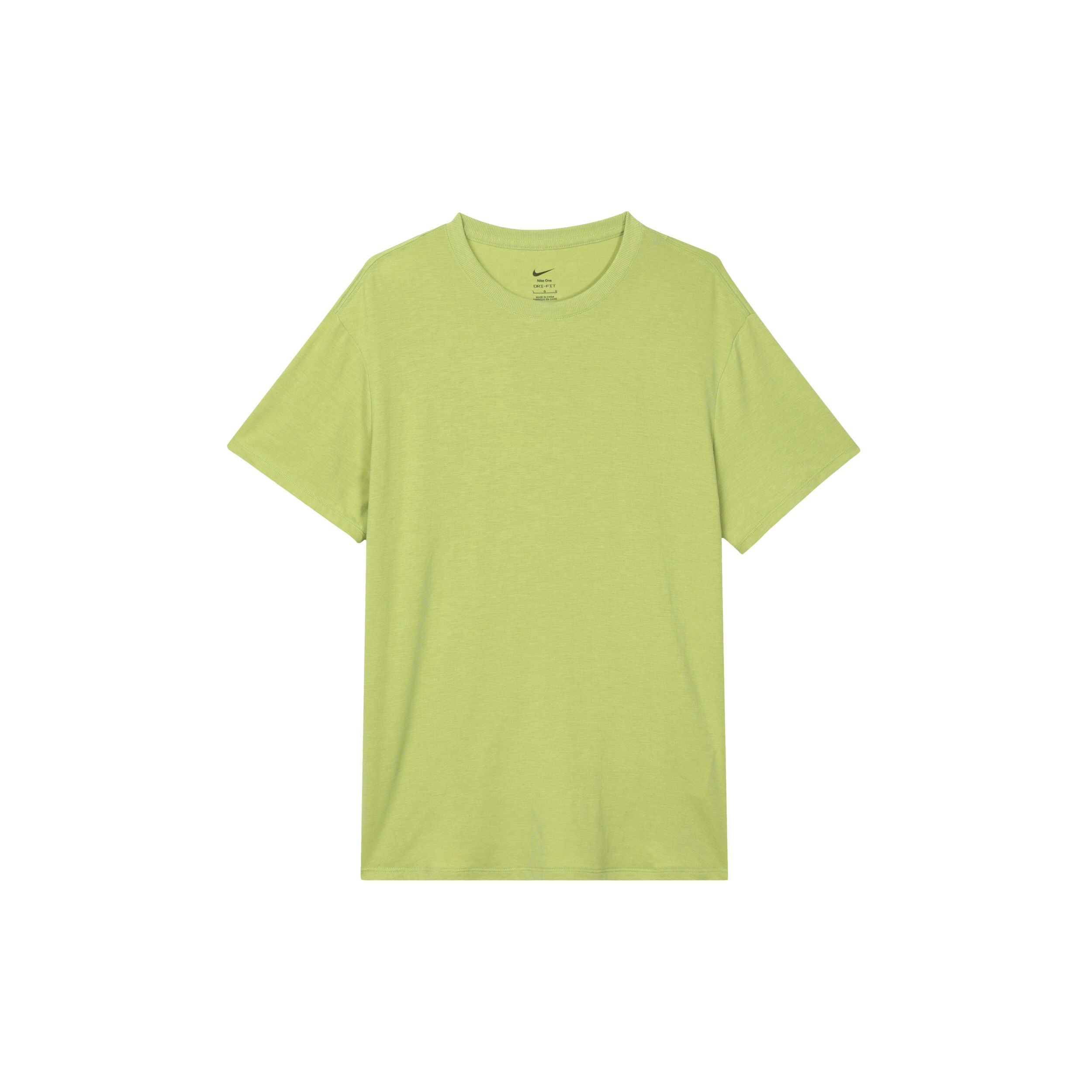 

Быстросохнущая однотонная футболка с логотипом Nike с короткими рукавами и заниженными плечами, женские топы, грушево-зеленый FN2815-377 L