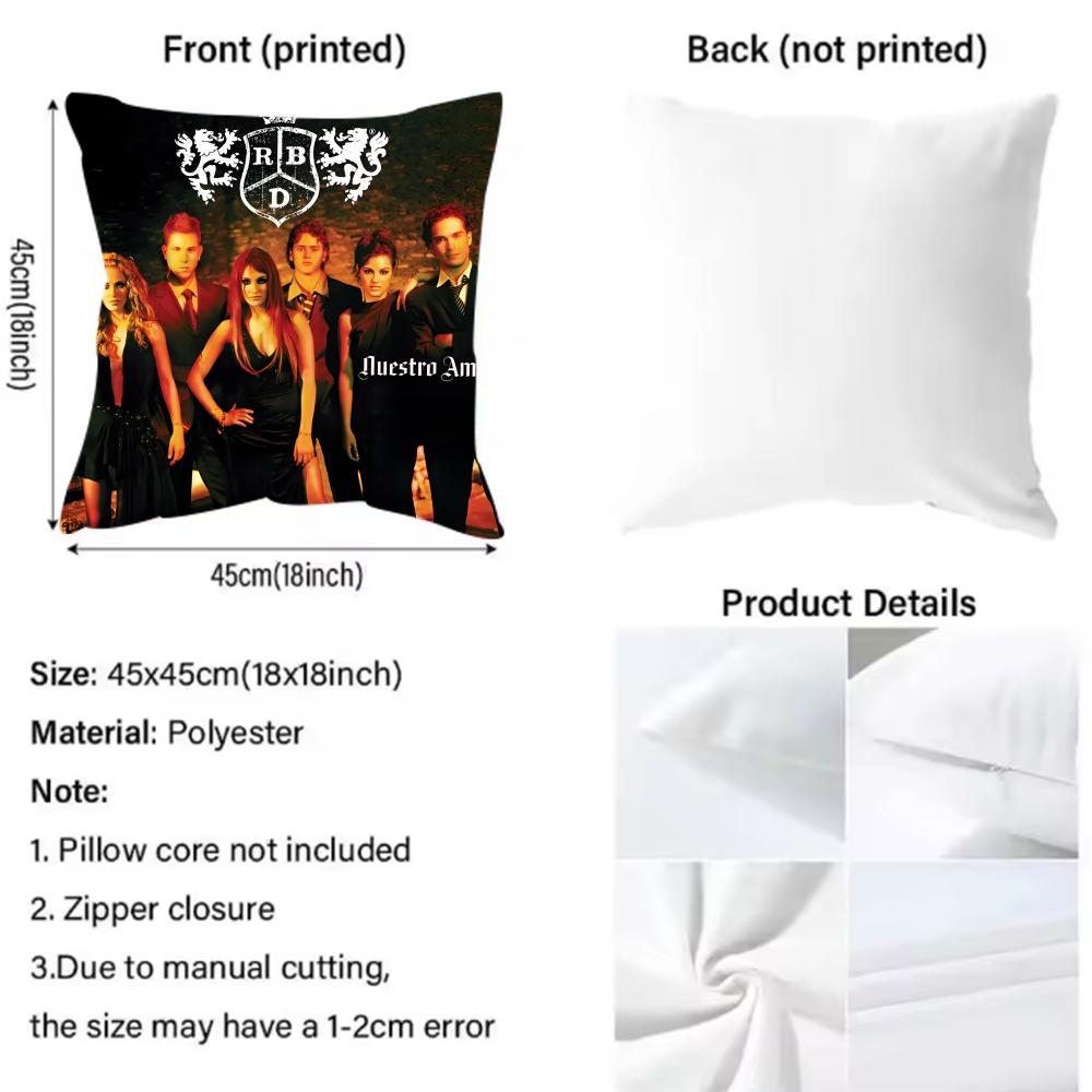 Rbd Rebelde Album Cushion Cover Pattern Printed Pillowcase For Living Room Sofa Cushion Cover & Bedroom Decor