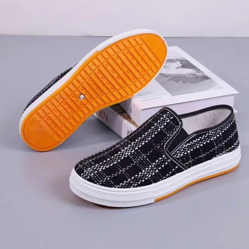 New female student checkered cloth shoes comfortable and lightweight casual shoes old Beijing cloth shoes women's canvas shoes