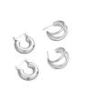 S925 Sterling Silver Crescent Moon & Oval Ear Cuffs – Retro Geometric Earrings for Women