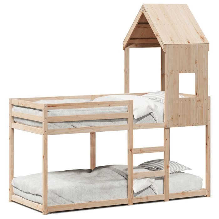 VidaXL Lit superposé avec toit 90x200 cm bois de pin massif, lit, cadre de lit, lit mezzanine, meuble de chambre, sommier, 3282000