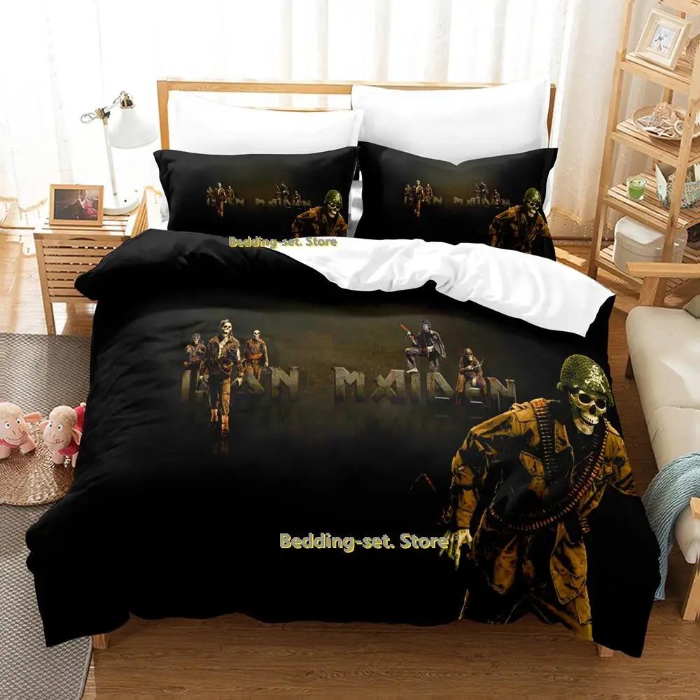 New Hip Hop Maiden Heavy Metal Bedding Set Cartoon Anime Three-piece Set Adult Kid Bedroom Duvetcover Sets Queen Bedding Set