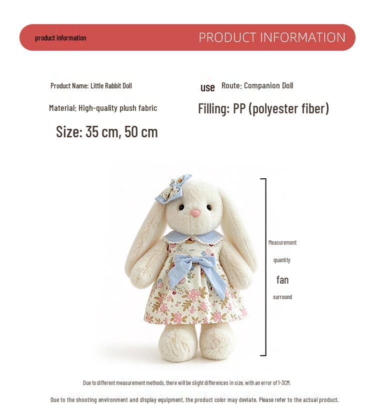 Long-eared Rabbit Plush Toy Skirt-Wearing Doll - Children's Gift