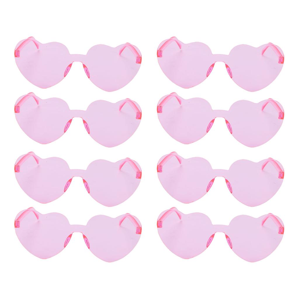 8 Pairs Heart Shaped Sunglasses Love Pink Candy Color Rimless Heart Shaped Sunglasses for Women Pink