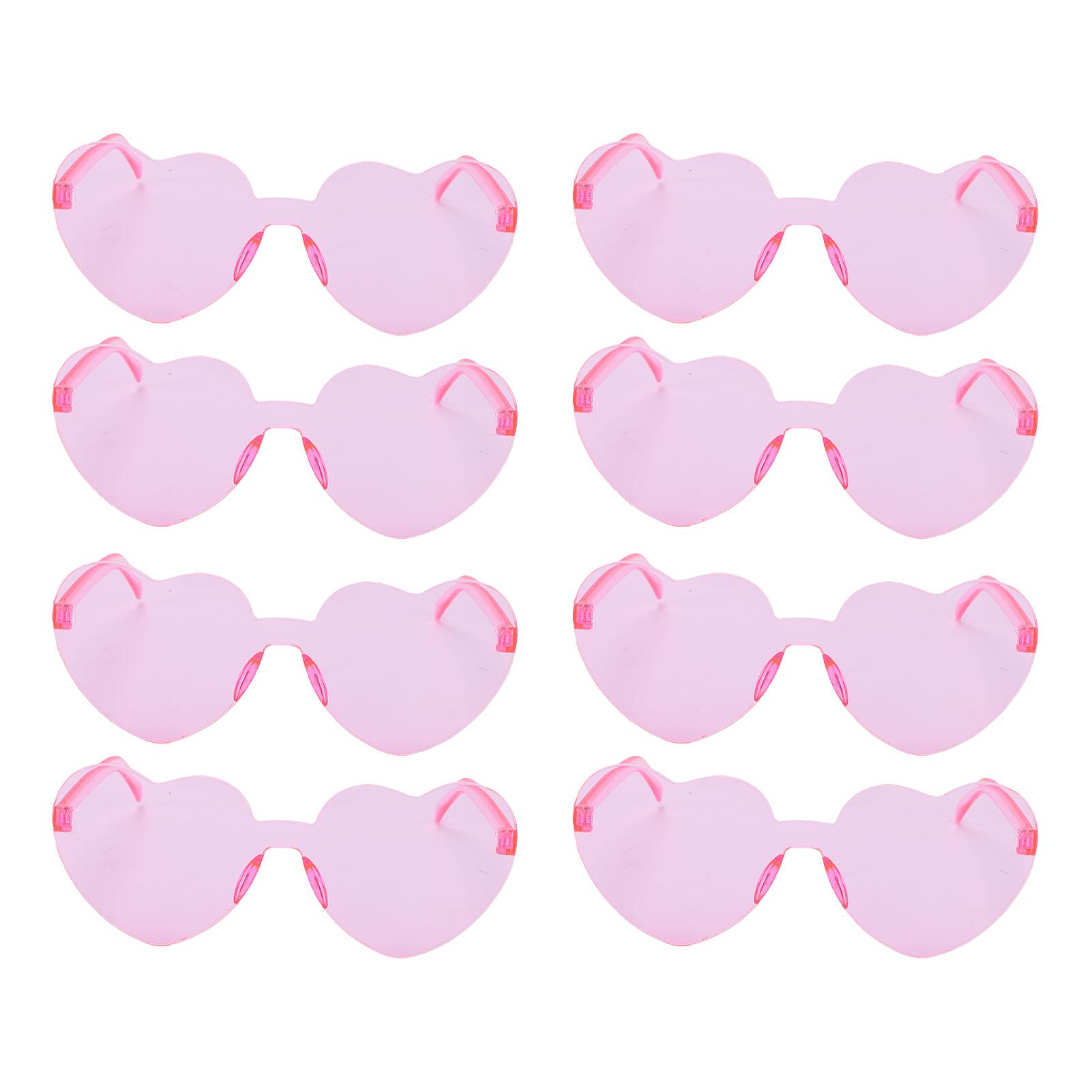 8 Pairs Heart Shaped Sunglasses Love Pink Candy Color Rimless Heart Shaped Sunglasses for Women Pink розовый