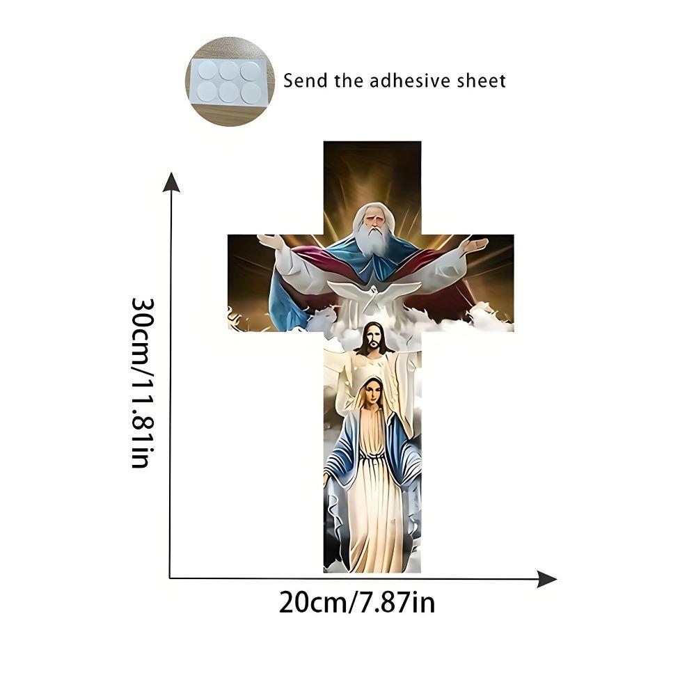 12 x 8 Inch Cross Wall Decor 2D Inspirational Christians Cross Sign Wall Art Decor Faith Love Blessed Christians Hanging Sign