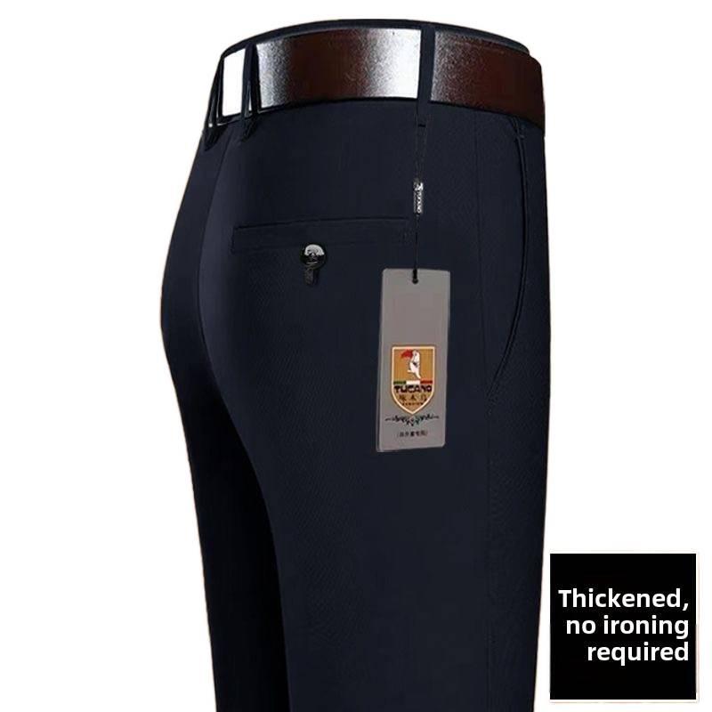 Woodpecker Men's Fleece-Lined Lambswool High-Waisted Straight-Leg Pants