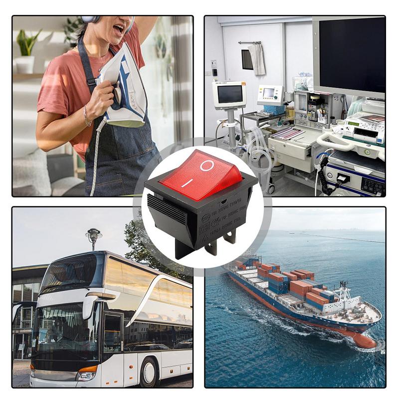 Întrerupător basculant 16A, 4 pini, întrerupător pornit-oprit, ignifug, rezistent la uzură, cu accesoriu auto luminos, 2 culori, întrerupător basculant sigur