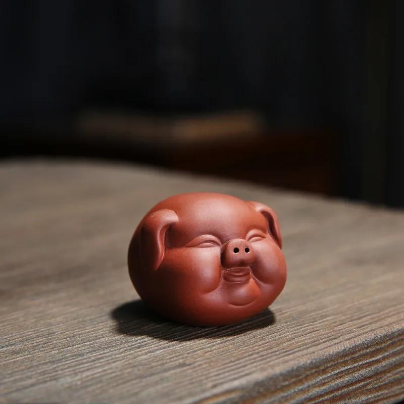 

1pc Purple Clay Tea Pet Lovely Pig Ornament Chinese Style Small Sculpture Crafts Tea Table Lucky Decoration Accessories
