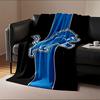 Blue Lion Emblem on Black Strip print blanket soft and cozy perfect for the living room bed sofa or a nap,gift
