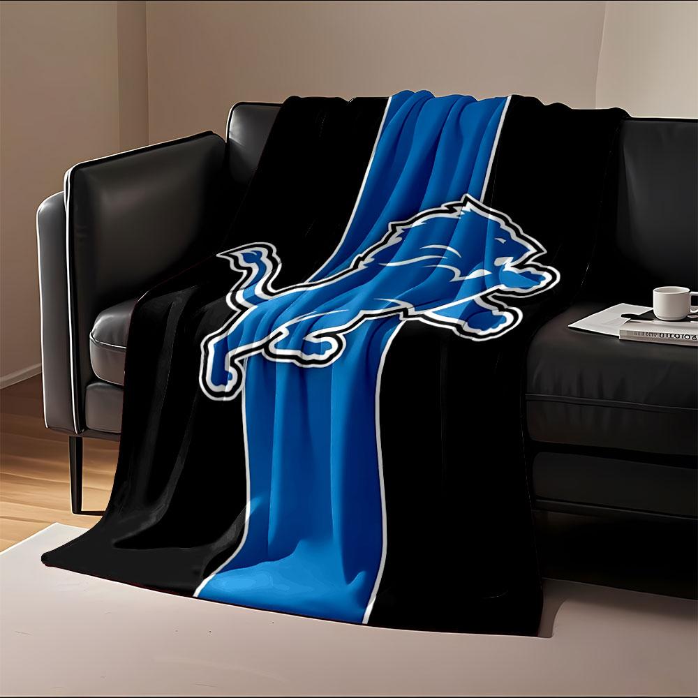 Blue Lion Emblem on Black Strip print blanket soft and cozy perfect for the living room bed sofa or a nap,gift