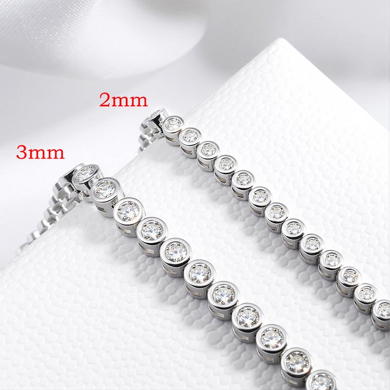 Smyoue 3 Colors 2/3mm Bubbles All Moissanite Tennis Bracelet for Women Men Bangles Full Diamond Pure 925 Silver Chain Jewelry