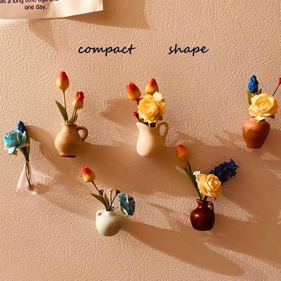 Simulation Ceramic Vase Refrigerator Sticker Whiteboard Decoration Home Decor Plant Fridge Magnet Durable Creative