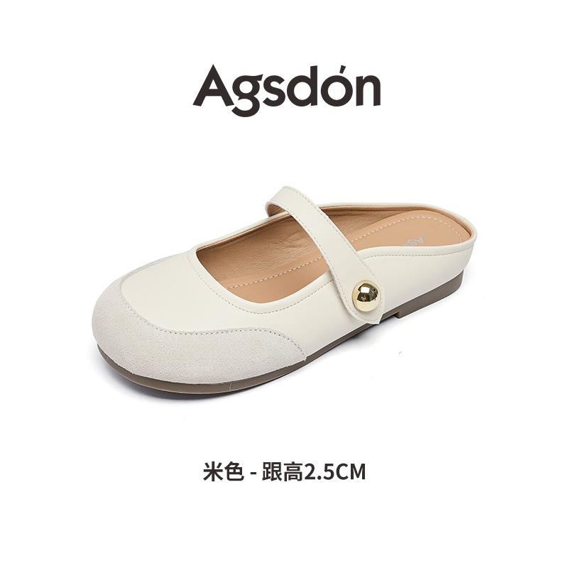 Augustine bag head slippers summer new comfortable flat sandals half-drag single shoes 34