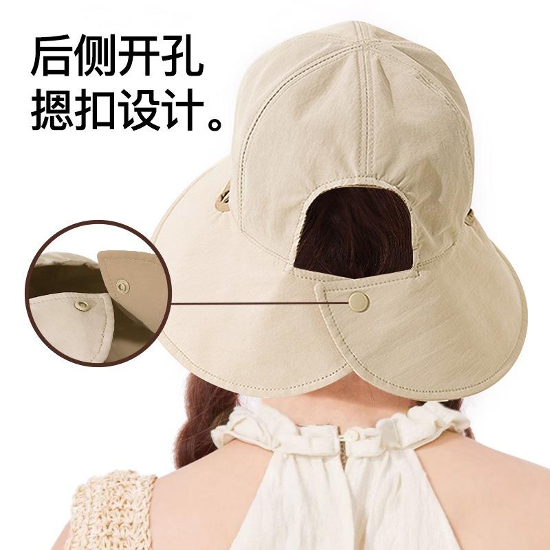 Sun Protection Hat Women Wear Light and Quick-drying Strap Bucket Hat Women Summer Sun Protection Hat Men Show Ponytail Sun Hat Women