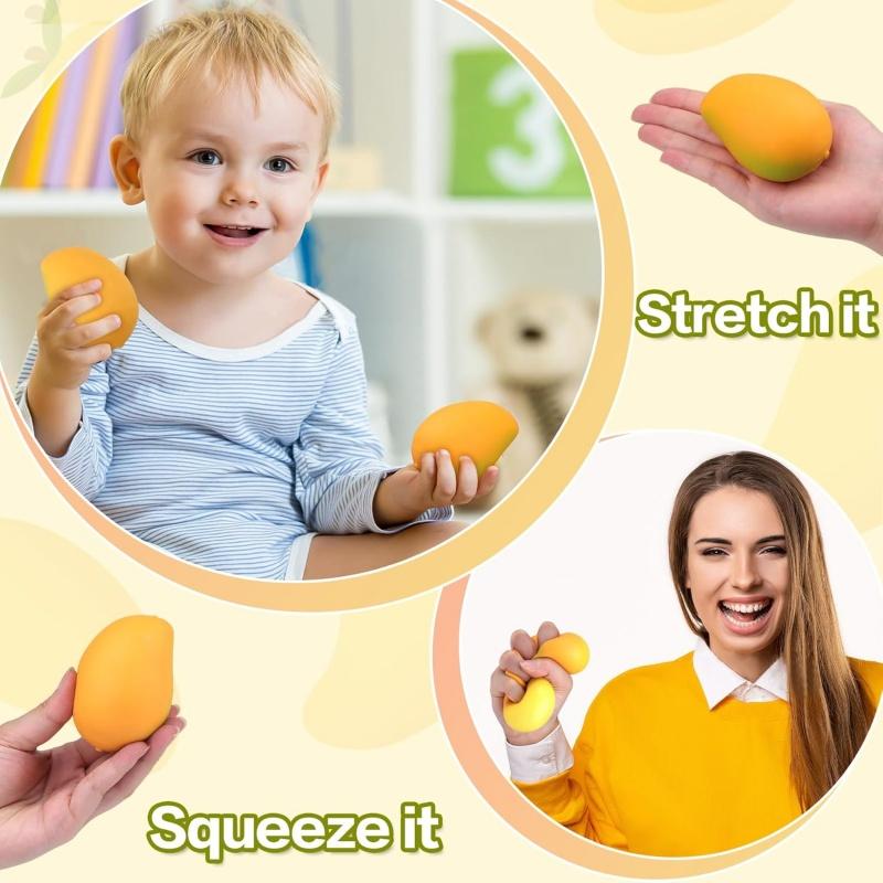 Mango Squishies - Simulation Stretchy Mango Stress Balls, Slow Rising Fruit Sensory Toys Ideal For Sensory Play And Relaxation