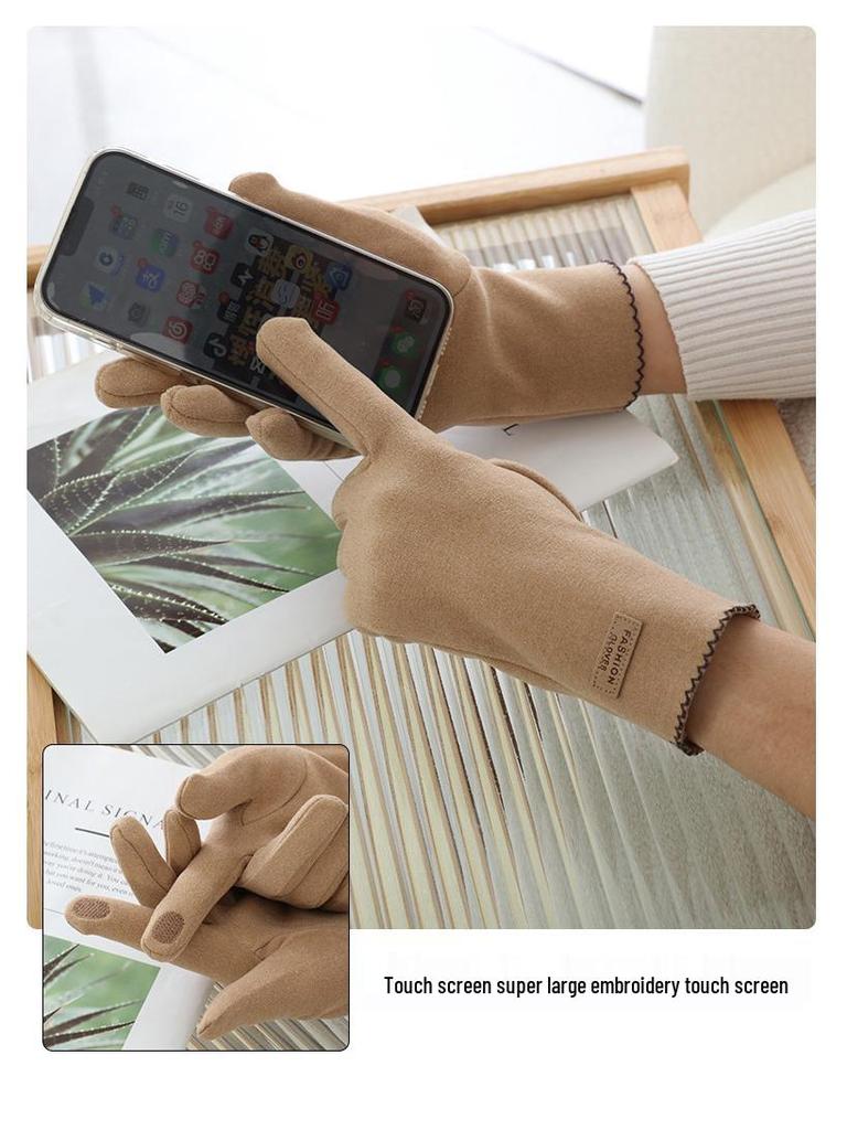 Women's Touchscreen Velvet-Lined Cold-Proof Cycling & Driving Gloves for Autumn/Winter