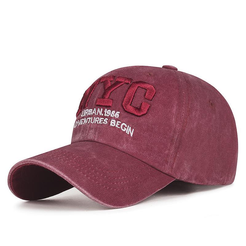 Vintage Washed Cotton Baseball Cap Men NYC Letter Embroidery Dad Hat Women Retro Distressed Streetwear Casquette