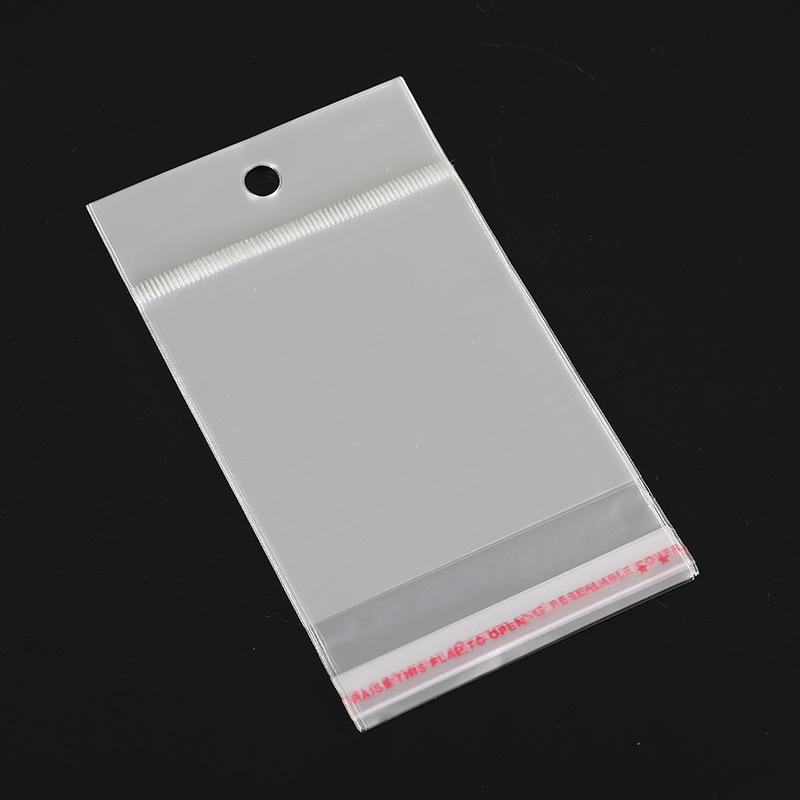 Transparent Self-Adhesive Jewelry Bag with Hanging Hole and Printed Logo