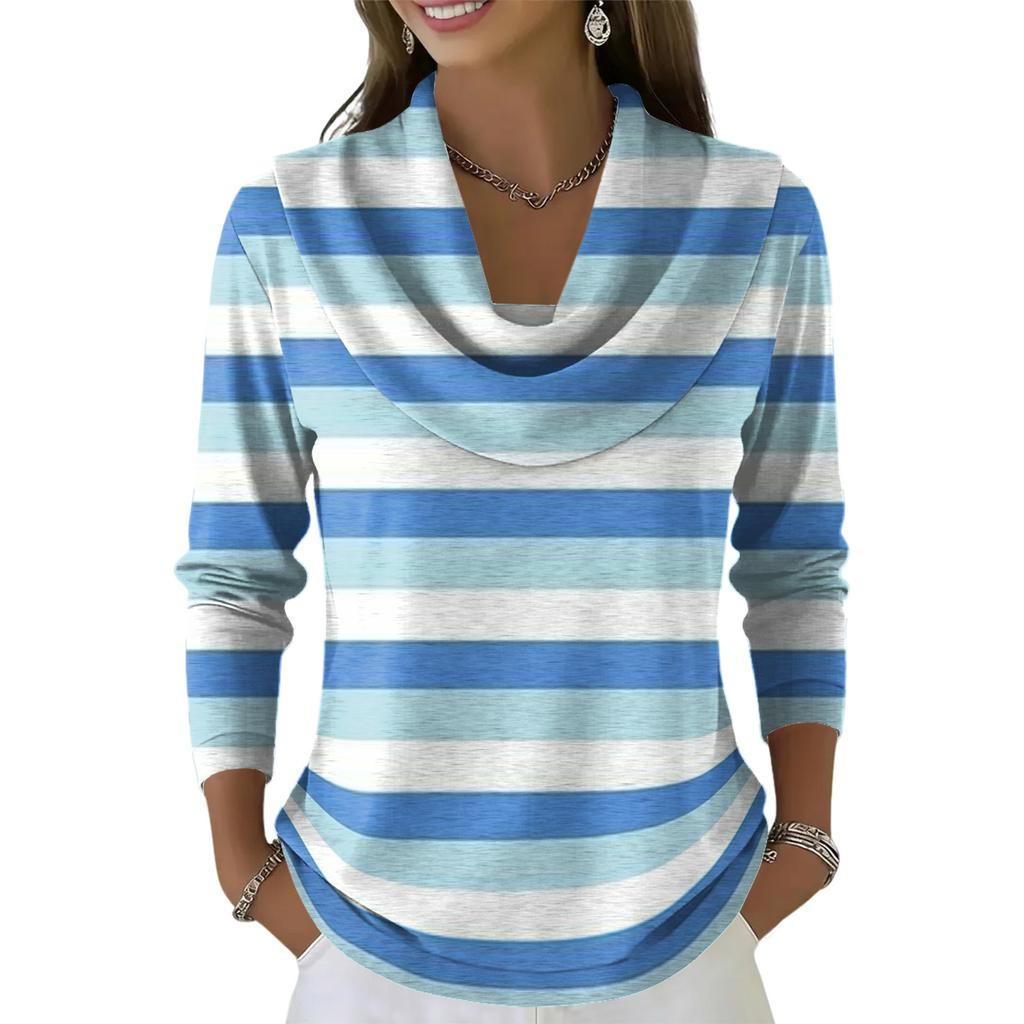 Women's Casual And Fashionable Round Neck Long Sleeved Printed Top Sweater