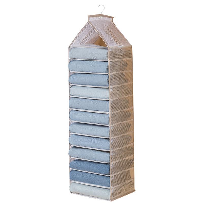 12-Shelf Hanging Storage Organizer for Clothes Wardrobe Closet PVC Storage Shelves A