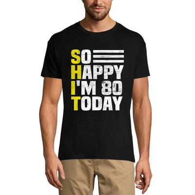 Men's T-Shirt Vintage So Happy I'm 80 Today - Funny 80th Birthday Gift Tee Shirt