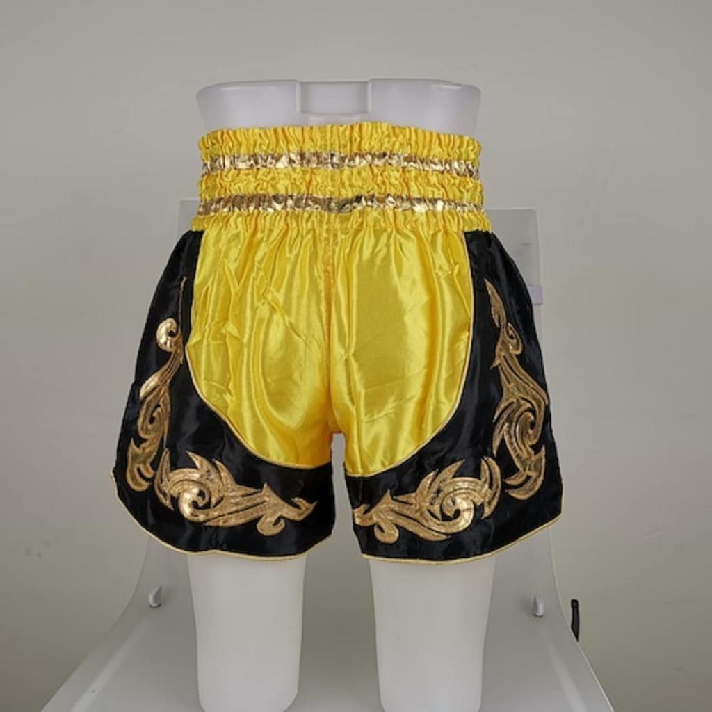 Brighttrust Muay Thai Kickboxing Trunks for and Training K-1 Competition, Practice, (Yellow, XL)