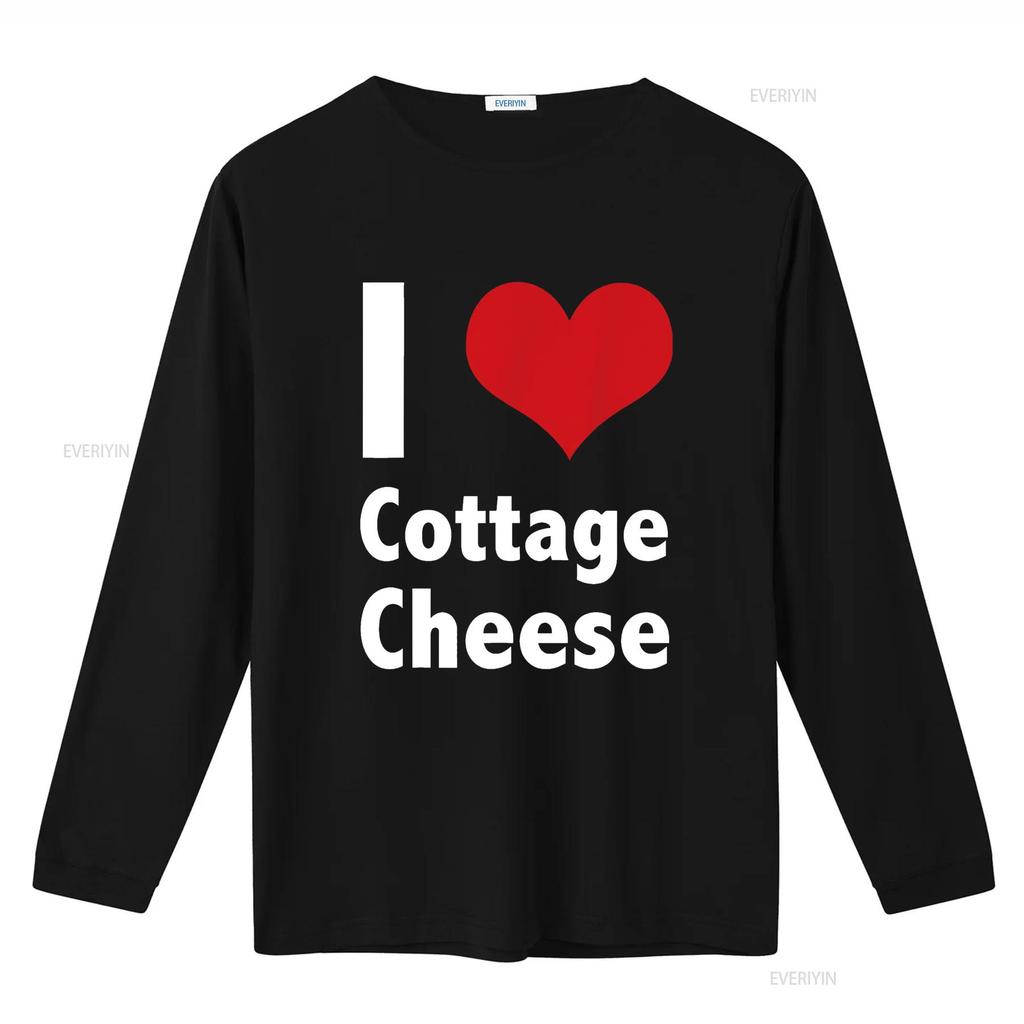 I Love Cottage Cheese T Shirt vintage Washed Breathable Unisex Top For Everyday Wear fashion Stretched Soft graphic streetwear