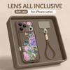 Wrist Strap Lanyard Phone Case For iPhone 17 Pro Max Air 16E 16 14 15 Pro 12 13 Pro Max 11 Colourful Plant Pattern TPU Cover