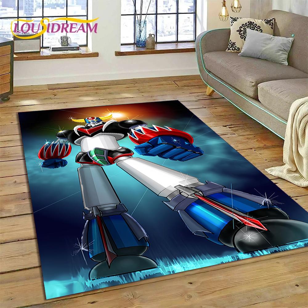 Alfombra de Dibujos Animados 3D Robot OVNI Grendizer Anime para Sala de Estar Dormitorio Decoración del Hogar, Felpudo Antideslizante para Sofá Felpudo Regalo Niños