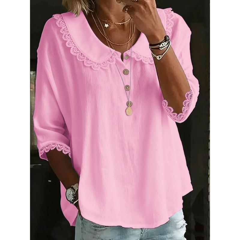 GMXIA Women's Fashion Casual V-Neck 3/4 Sleeves Blouses & Shirts