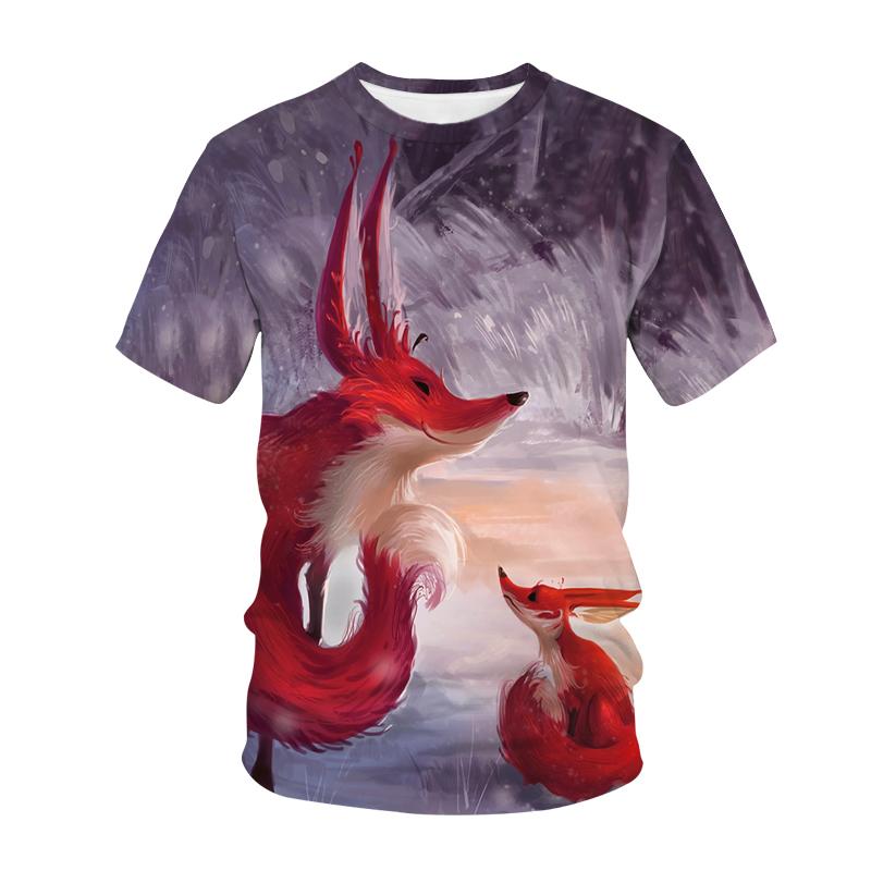 Kawaii Animals Foxes 3D Printed Kids T Shirt Fashion Casual Cartoons T-shirt Boys Girls Children's Clothing for Girls