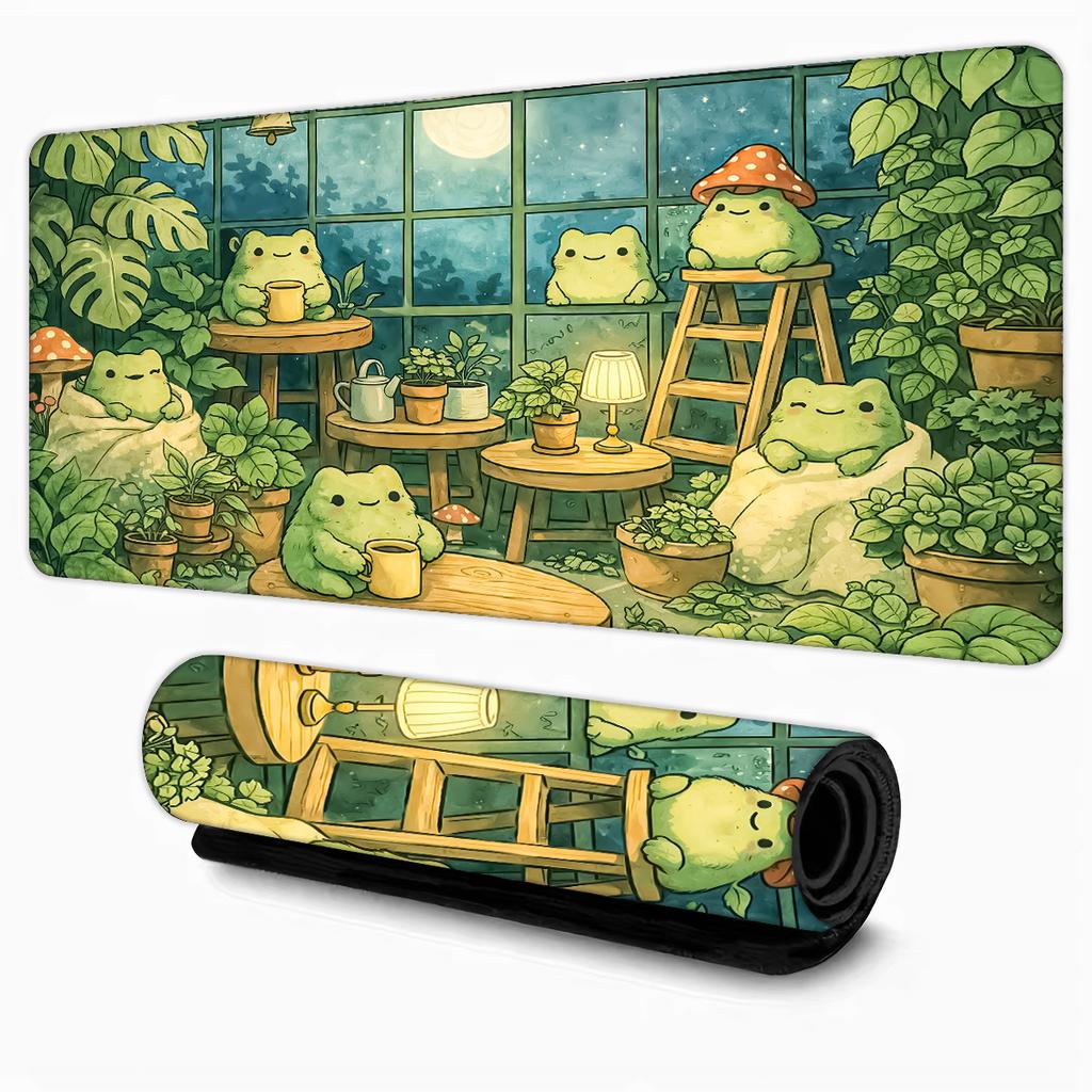 Green Aesthetic Cute Cat Design anime Mouse Pad Desk Mat Gaming pad NonSlip Stitched Edge desk accessories Computer mousepads