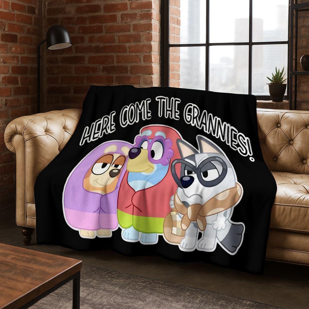 Classic B-Blueys Cartoon Dog Flannel Blanket Soft Warm Throw Blanket for Bed Bedroom Room Living Room Travel Picnic Kid Gift