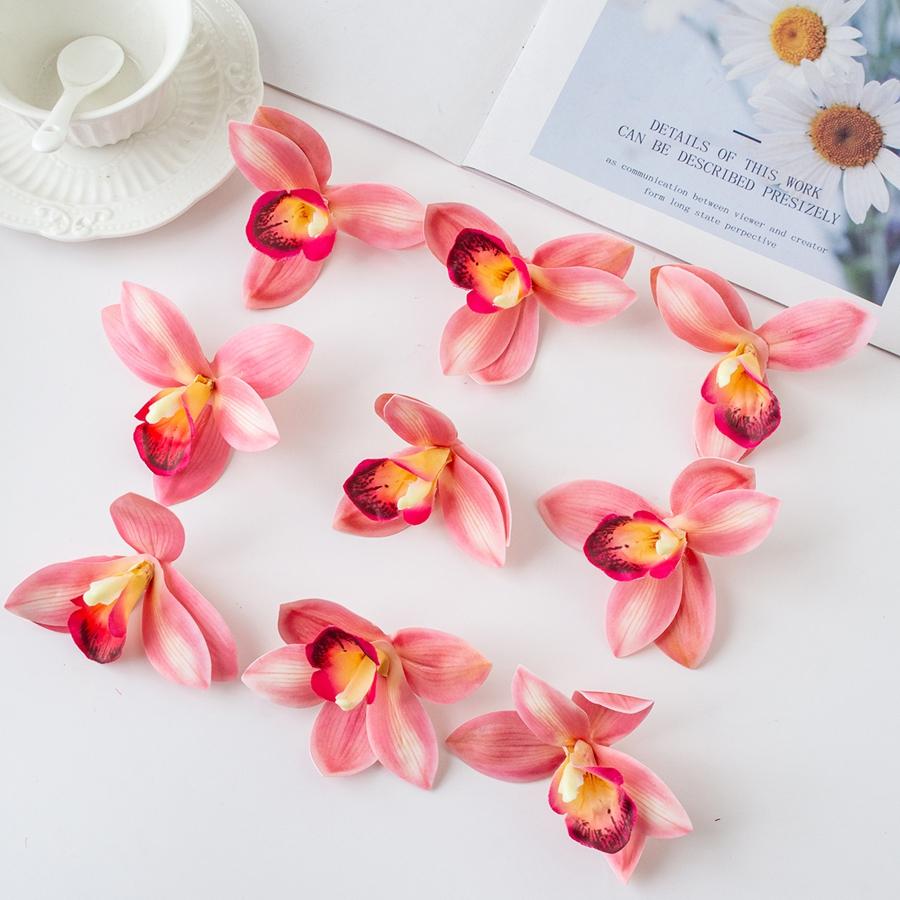 50/100PCS Artificial Flower Silk Orchid Home Room Table Decora Festival Outdoor Garden Yard Wedding Bridal Bouquet Diy Gift Box