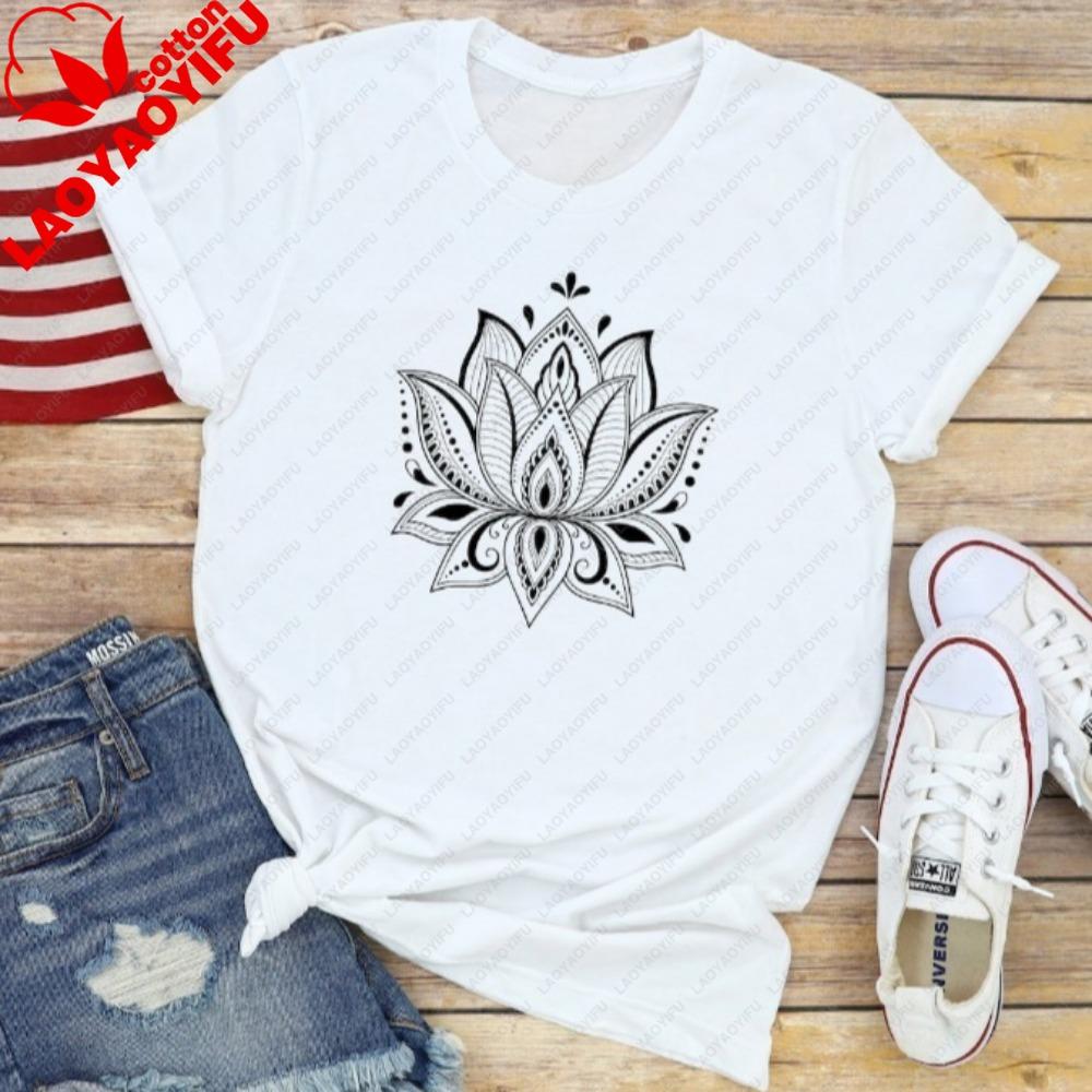 Unisexdala Lotus Flower Shirt Yoga Graphic Tees Graphic T Shirts Y2k Top Aesthetic Y2k Ropa De Mujer Ropa Mujer